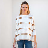 Women's Oversized Fall Sweater Brown Stripes