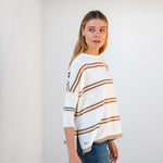 Women's Oversized Fall Sweater Brown Stripes