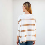 Women's Oversized Fall Sweater Brown Stripes