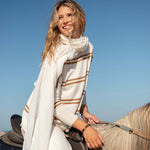 Women's Oversized Fall Sweater Brown Stripes