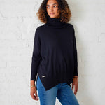 Women's Turtleneck Sweater with Side Slits