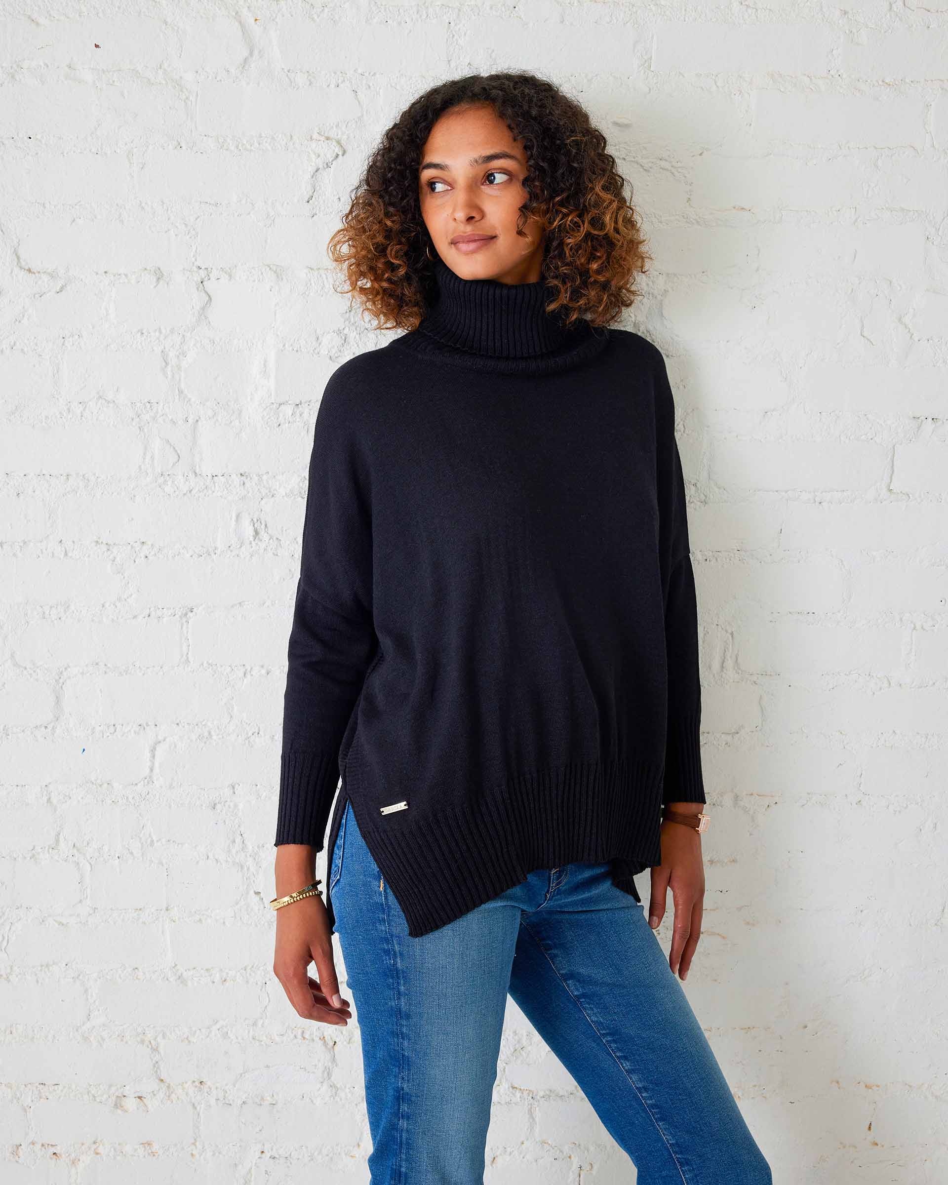 Women's Turtleneck Sweater with Side Slits