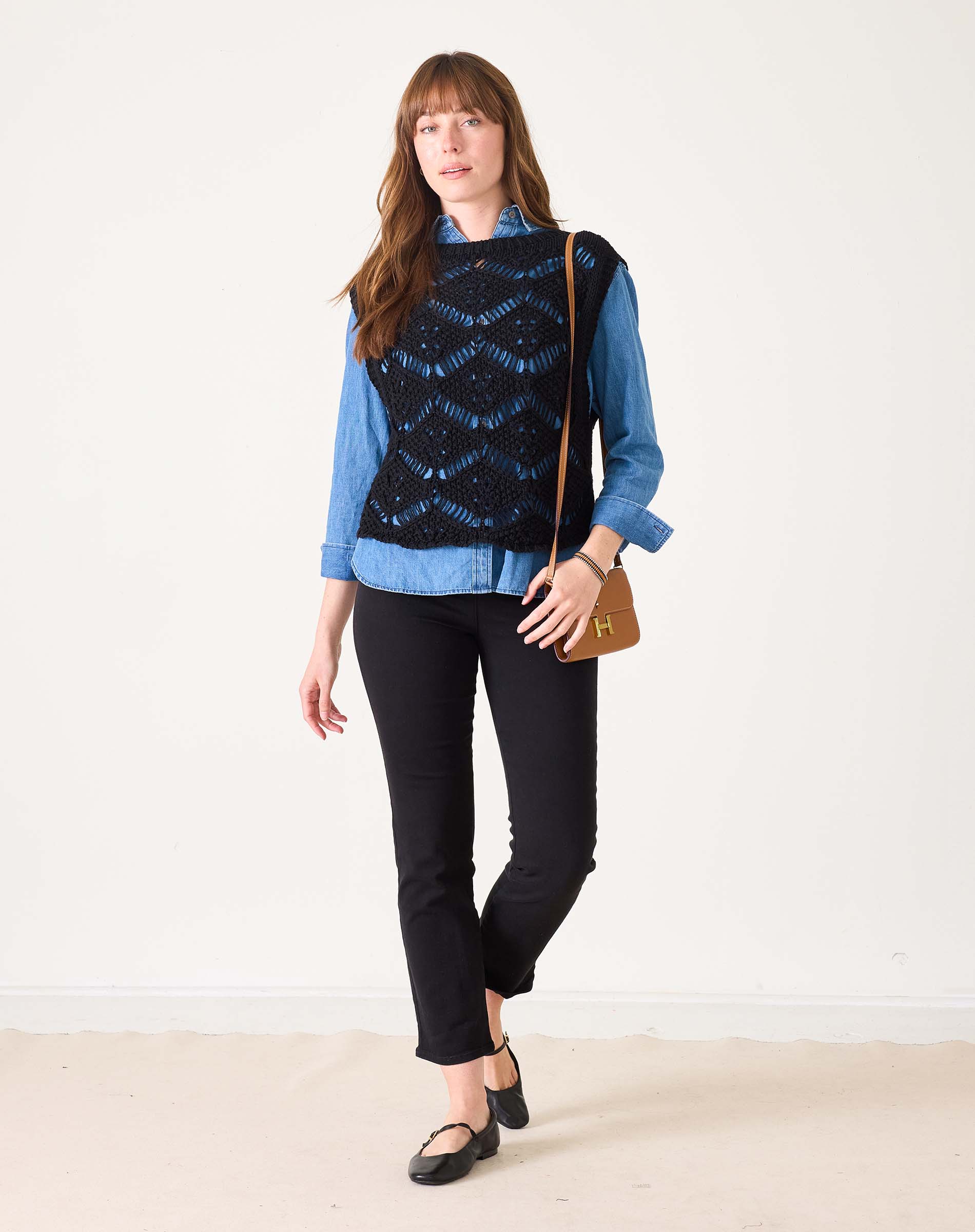 Women's Black Crochet Vest