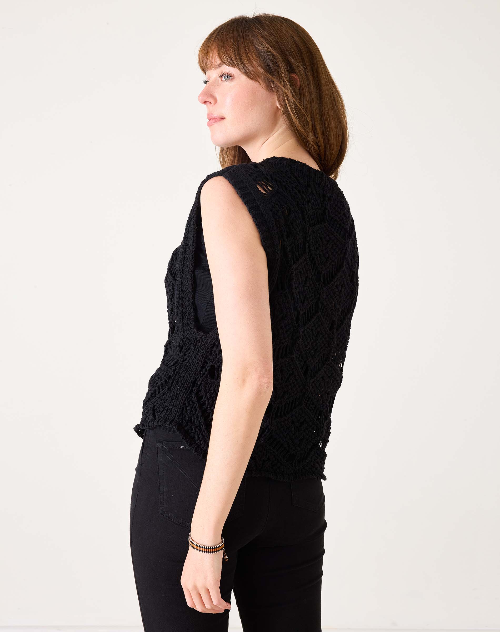 Women's Black Crochet Vest