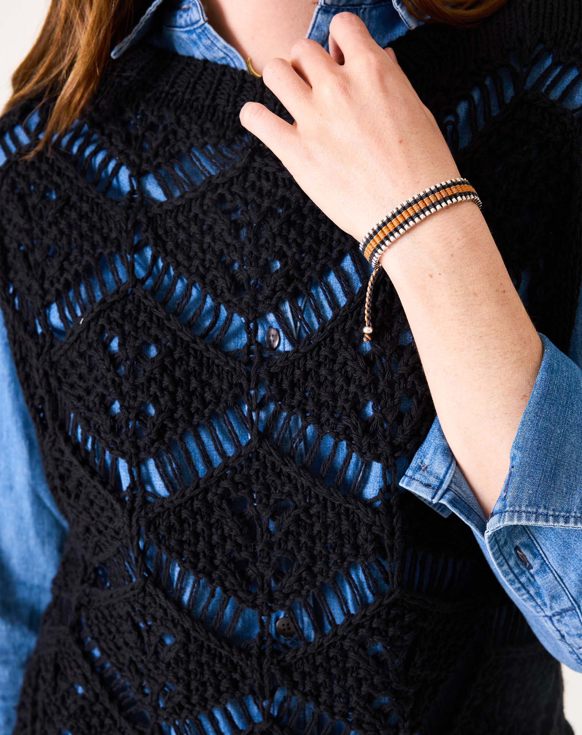 Women's Black Crochet Vest