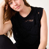 Women's Black Crochet Vest