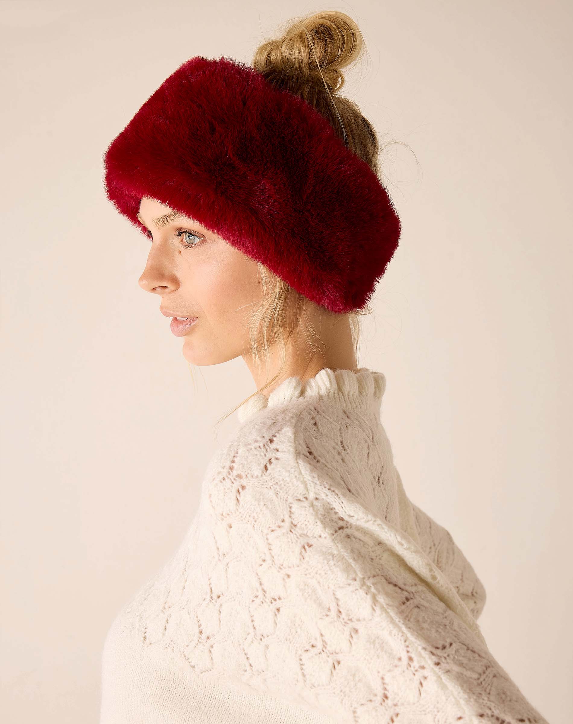 Garnet faux fur headband