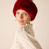 Garnet faux fur headband.