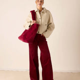 Garnet faux fur tote bag