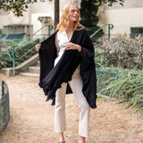 Women's Black Ruffle Travel Wrap