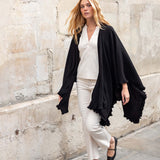 Women's Black Ruffle Travel Wrap