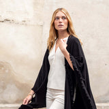 Women's Black Ruffle Travel Wrap