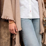 Women's Beige Ruffle Travel Wrap