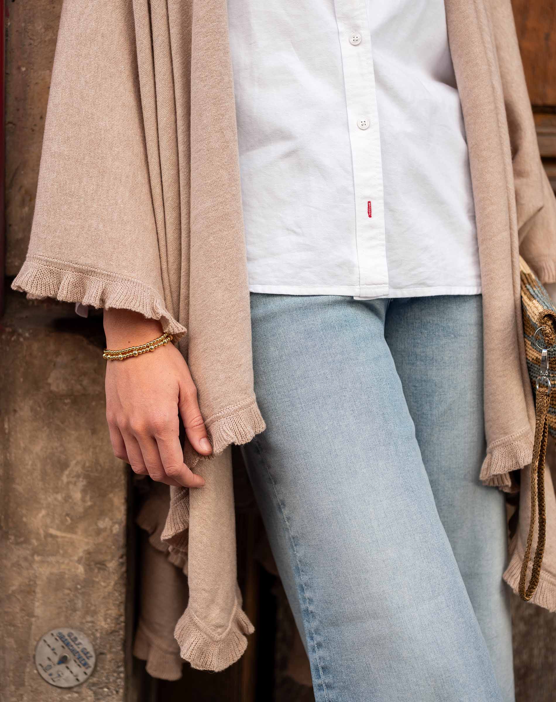 Women's Beige Ruffle Travel Wrap