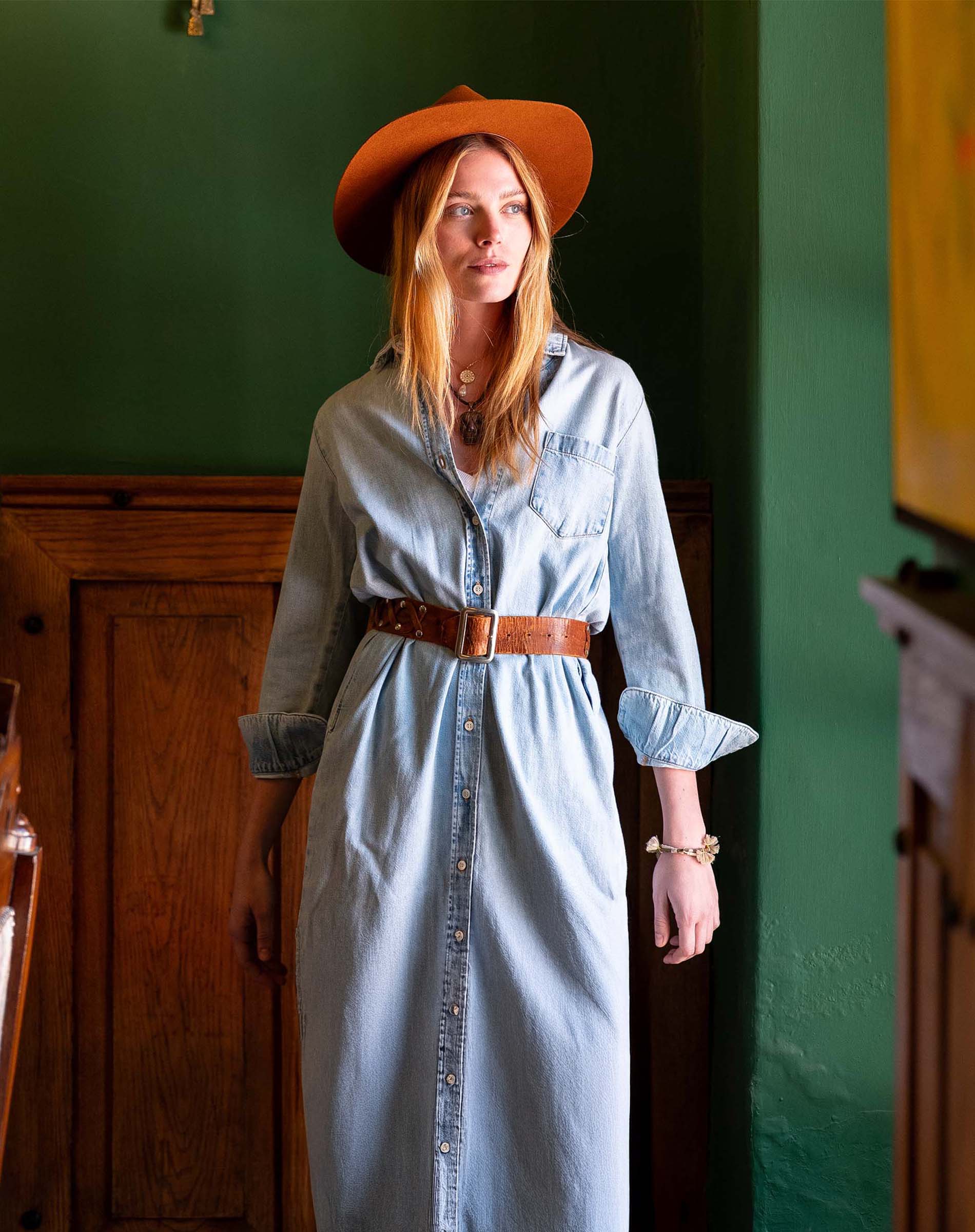 Mersea Women's Charlotte Chambray Button Up Shirt Dress in Open Sky Mersea Women's Charlotte Chambray Button Up Shirt Dress in Open Sky