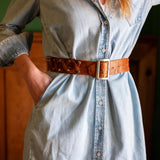 Women's Light Wash Midi Denim Button Down Dress