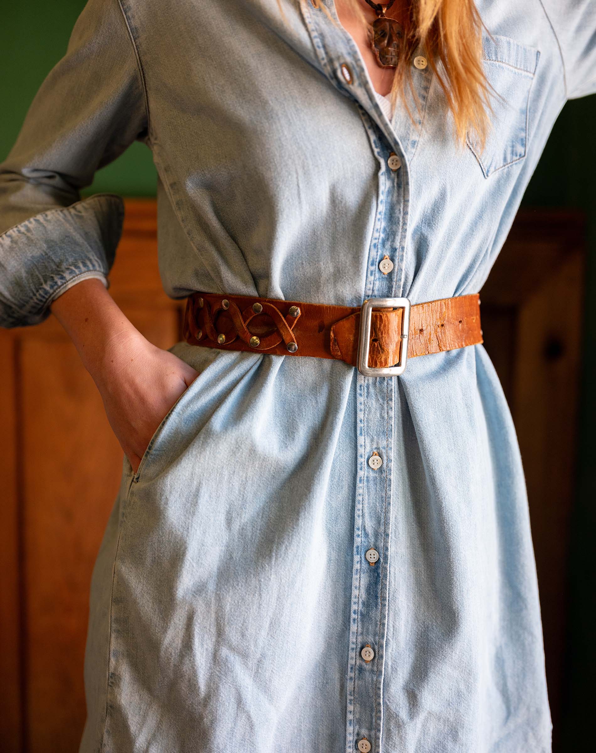 Mersea Women's Charlotte Chambray Button Up Shirt Dress in Open Sky