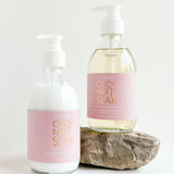 9 ounce mersea coconut sugar shea lotion and hand soap against white backdrop