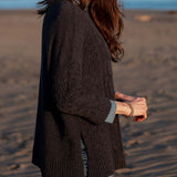 Charcoal cable knit oversized sweater with ribbed hem and cuffs