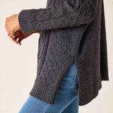 Charcoal cable knit oversized sweater.