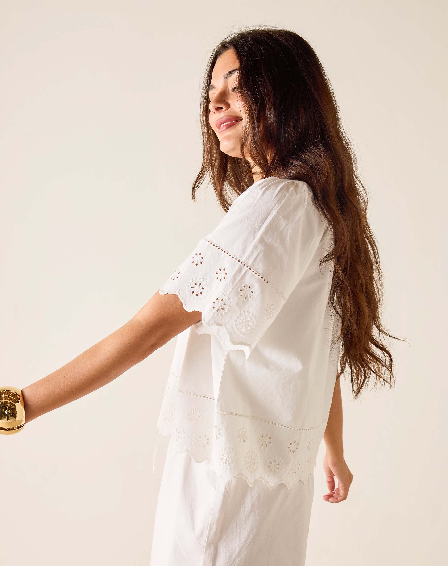 Daisy Eyelet Top by MERSEA | Crisp Cotton Poplin Resort Top