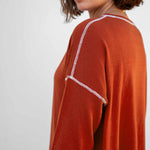 Women's Orange Lightweight Pullover Sweater