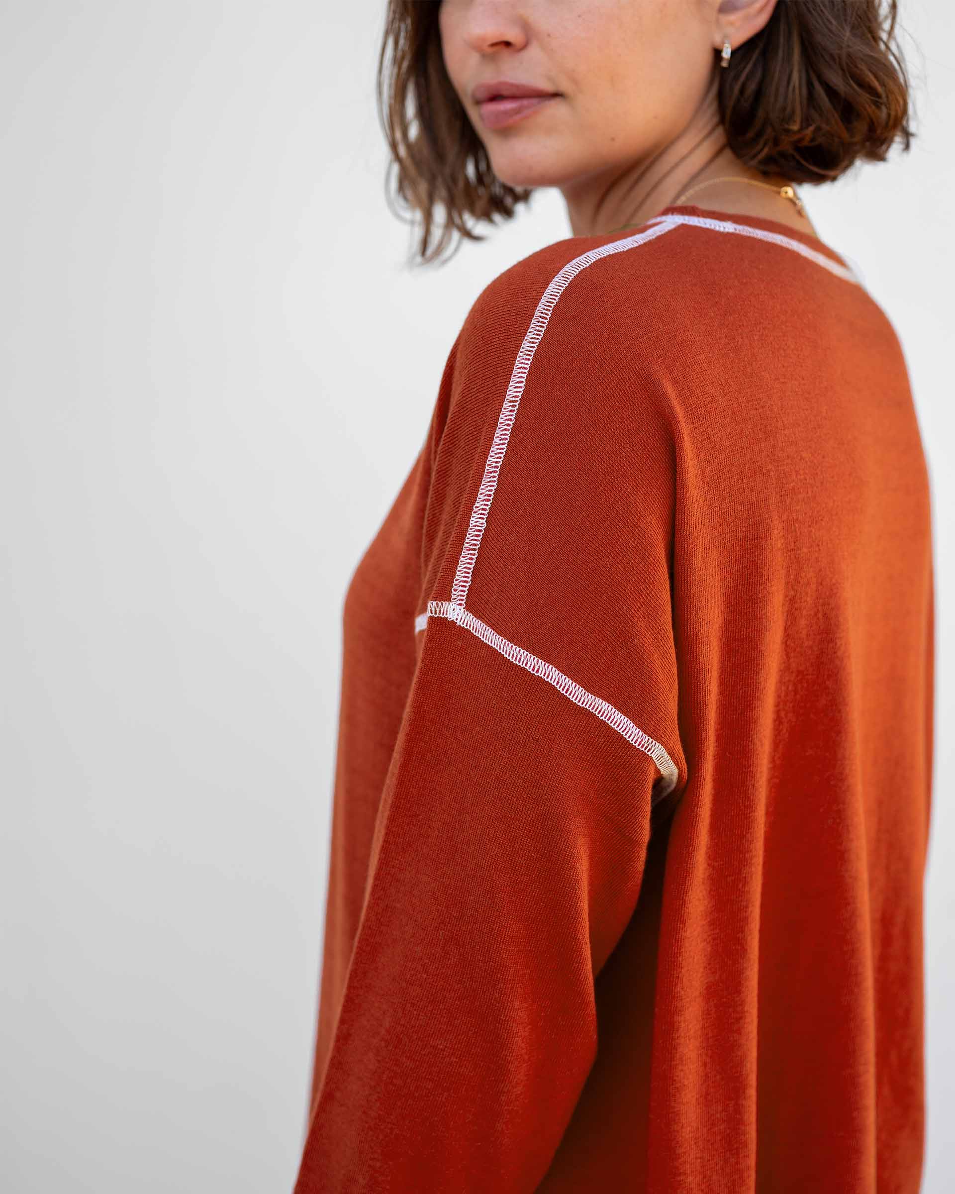 Women's Orange Lightweight Pullover Sweater