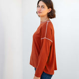 Women's Orange Lightweight Pullover Sweater