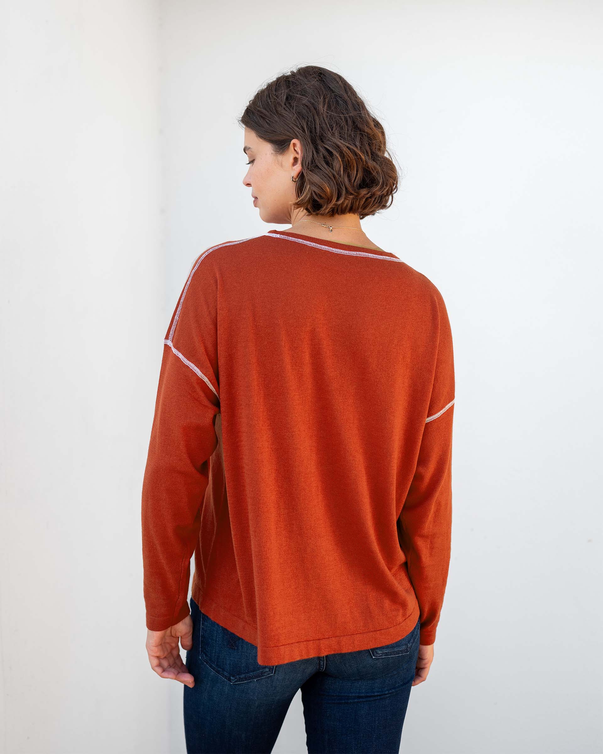 Women's Orange Lightweight Pullover Sweater