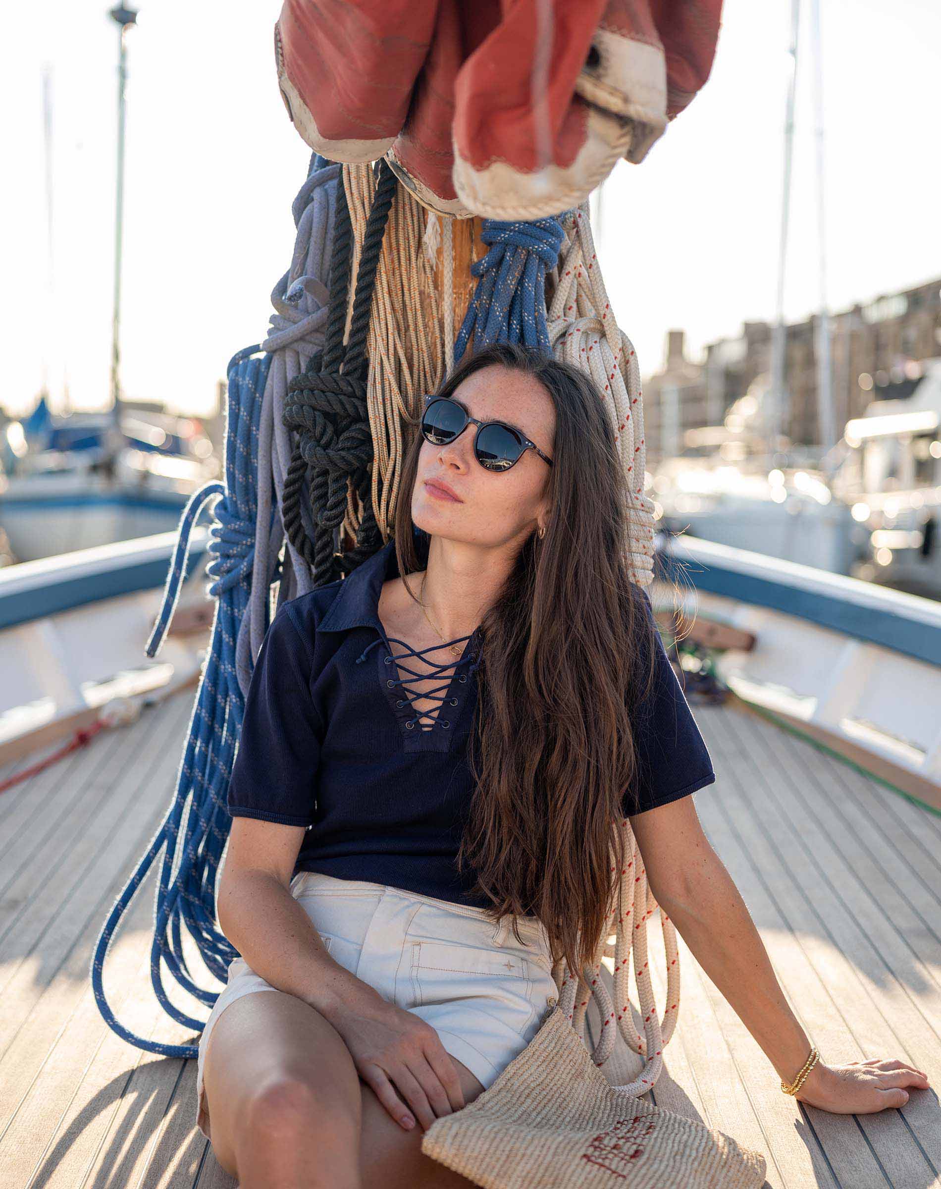 Earhart Short Sleeve Top Voyageur by MERSEA | Elevated V-Neck Blouse
