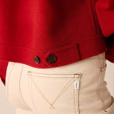 Garnet red knit jacket with button details
