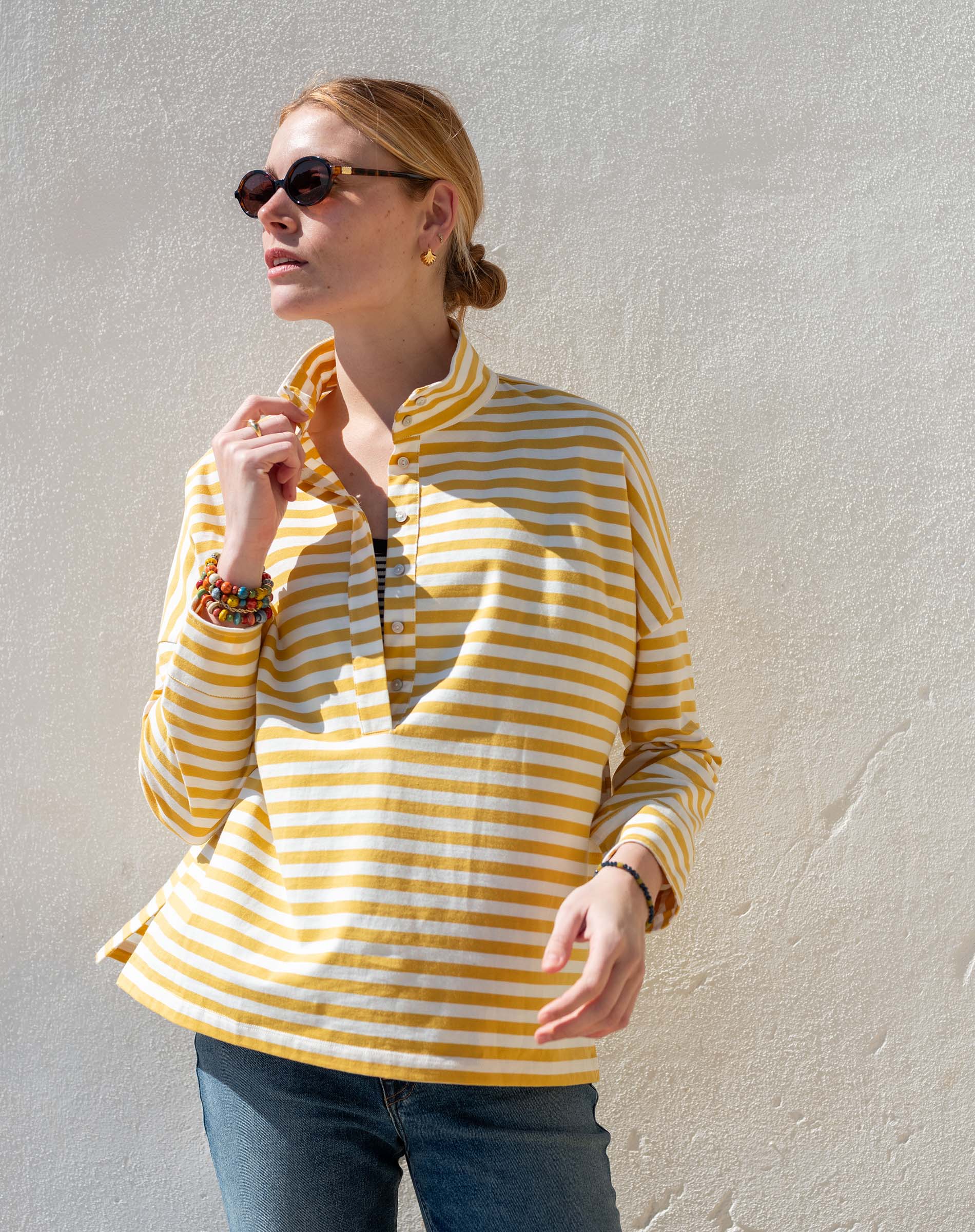 Emerson Pop Up Collar Top Voyageur by MERSEA | Versatile Blouse