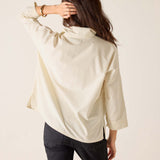 Opal white oversized linen-blend blouse with gathered detail