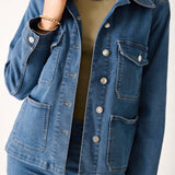 Women's Light Wash Thermal Patch Pocket Jacket
