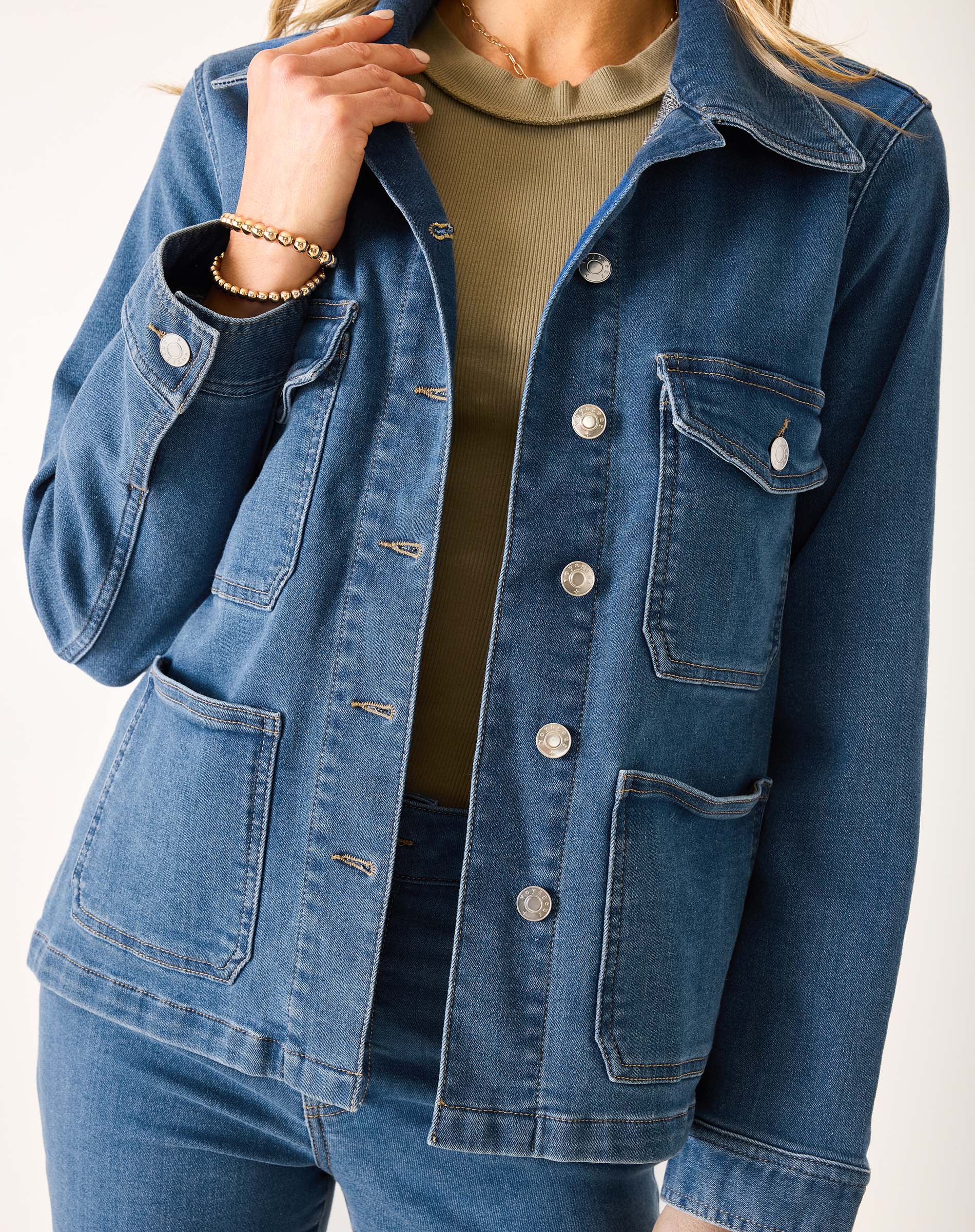 Women's Light Wash Thermal Patch Pocket Jacket