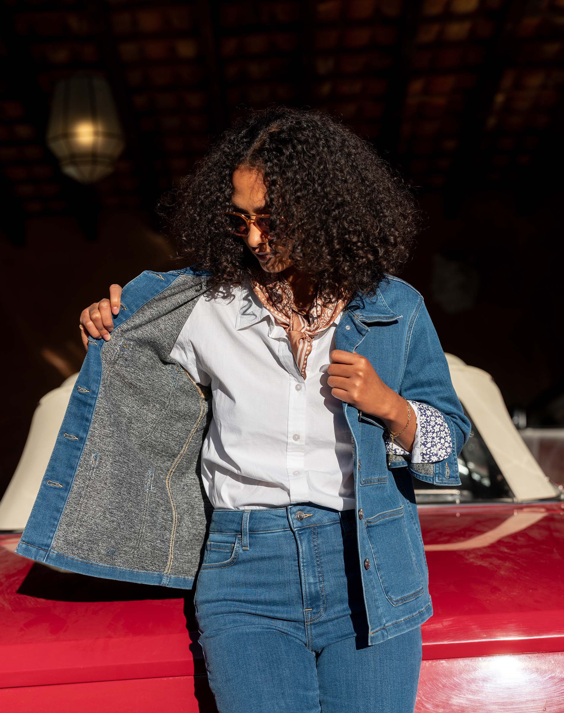 Women's Light Wash Thermal Patch Pocket Jacket