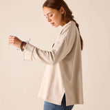 MERSEA women's travel-friendly bone knit top with wide cuffs and a relaxed fit.