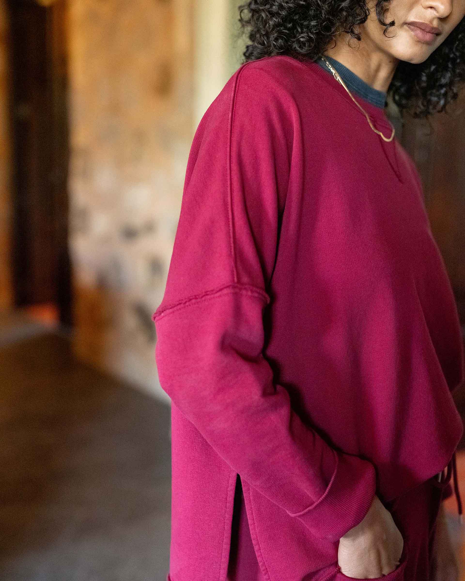 Winterberry crewneck knit sweater featuring a relaxed fit and soft wool blend.