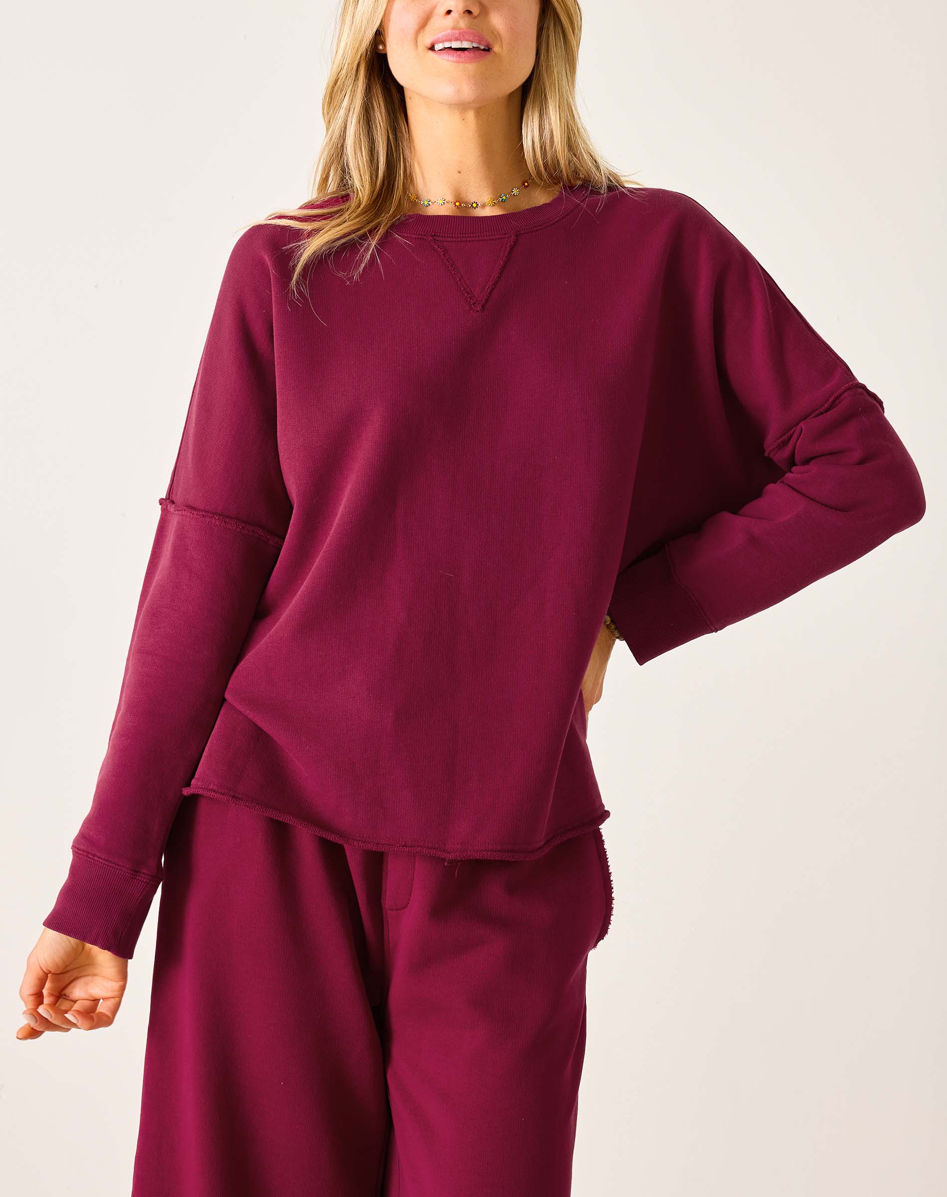 Frenchie Raw Edge Crewneck Sweatshirt