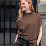 Espresso dolman top with wide sleeves and a relaxed fit