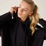 Black Frenchie hoodie with a drawstring hood.