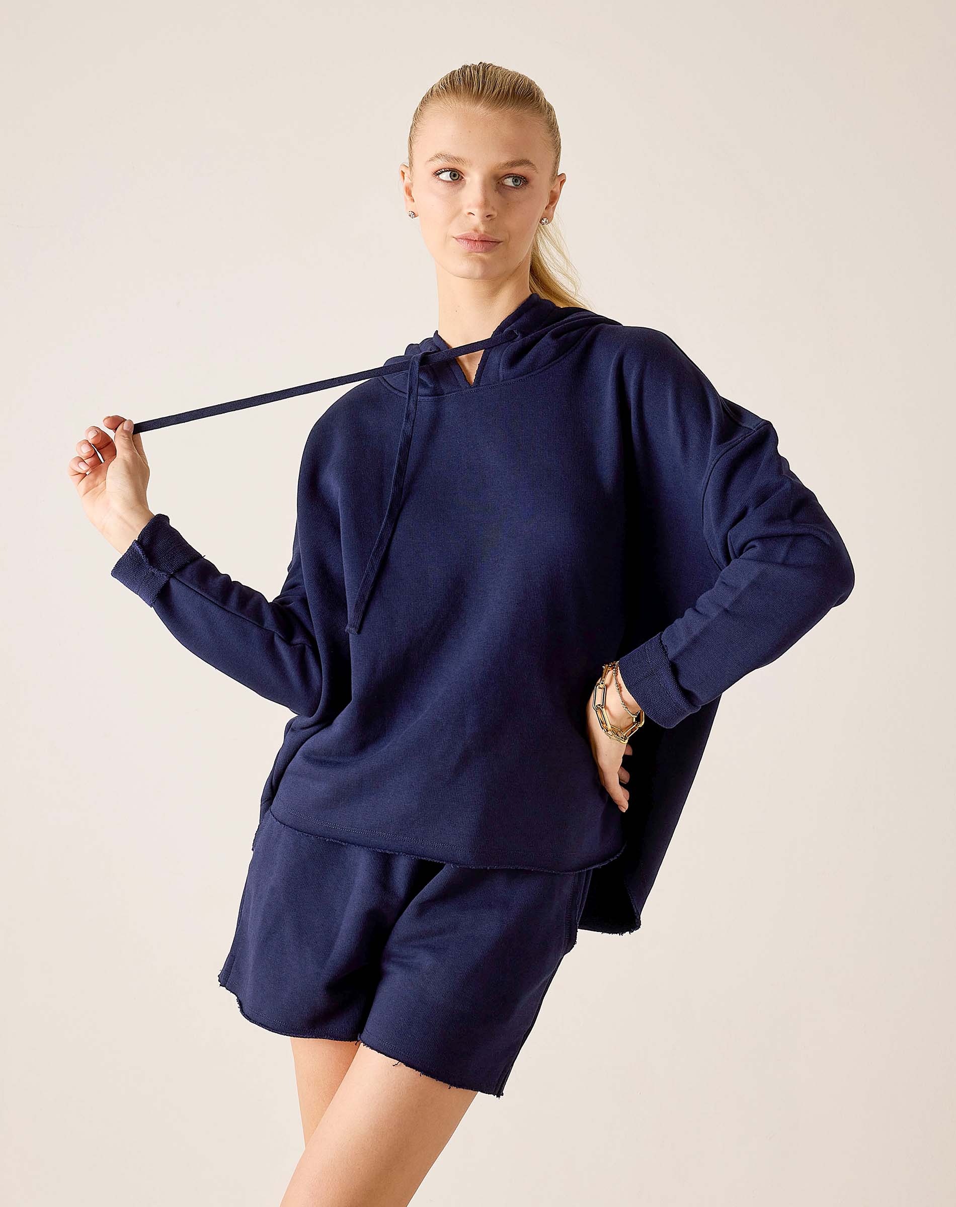 Cadet blue hoodie and matching shorts set
