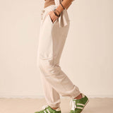 Bone jogger pants with side pockets and cinched ankles