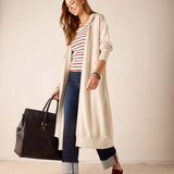 Bone colored maxi hoodie with a longer back hem and hood.