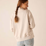 Bone quarter-zip sweatshirt with ribbed detailing.
