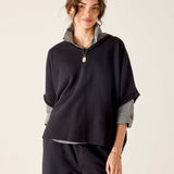 Frenchie Raw Edge V-Neck Sweatshirt