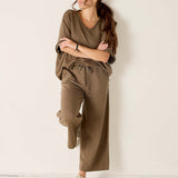 Frenchie Raw Edge V-Neck Sweatshirt
