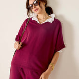 Frenchie Raw Edge V-Neck Sweatshirt