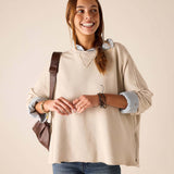 MERSEA women's travel-friendly bone side crewneck knit top with a zipper detail and long sleeves.