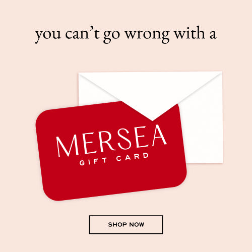 Red Mersea gift card with an envelope on a beige background